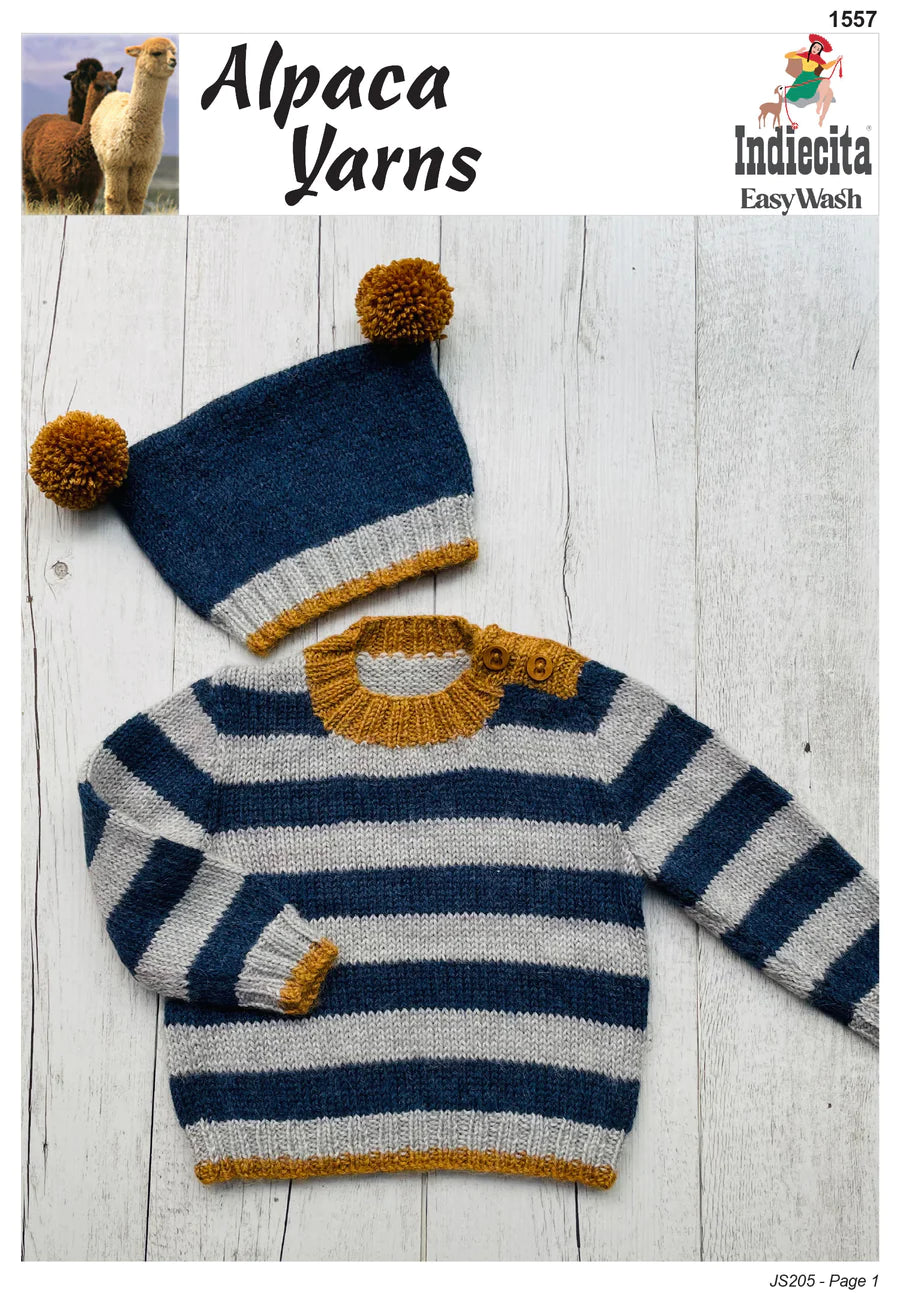 Sweater and Beanie 1557 - Alpaca Yarns