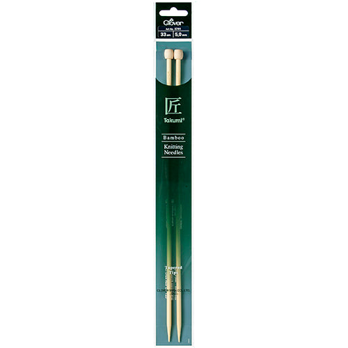 Clover Takumi Single Point Bamboo Needles - 33cm - Various Sizes