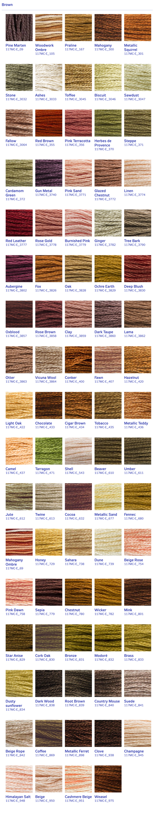 DMC Stranded Cotton Thread - Browns