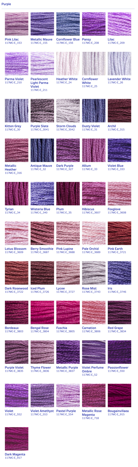 DMC Stranded Cotton Thread - Purples