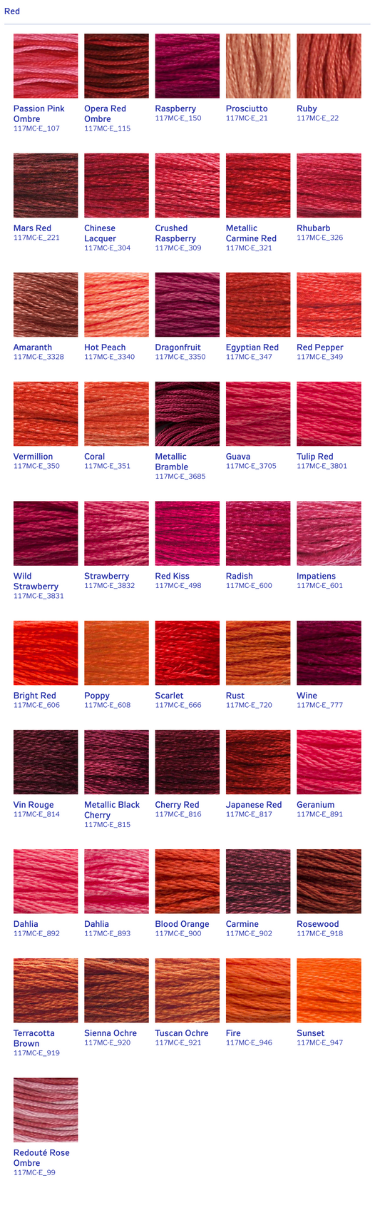 DMC Stranded Cotton Thread - Reds