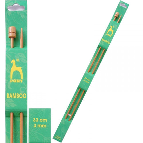 Pony Bamboo Knobbed Needles - 33cm - Various Sizes