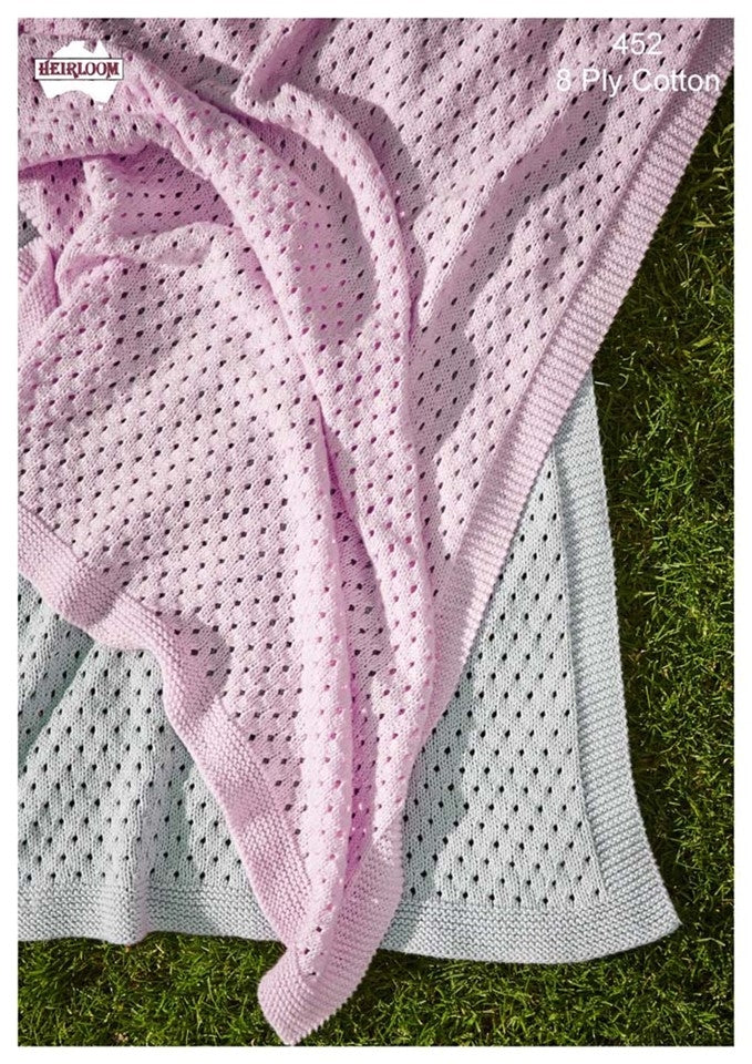 Heirloom - 452 - 8 ply Lace Cot Blanket Pattern