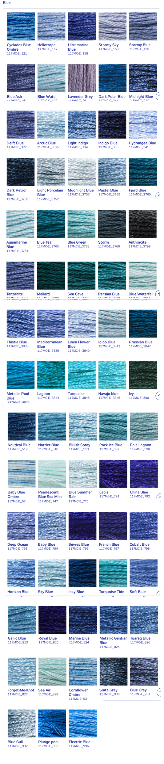 DMC Stranded Cotton Thread - Blues
