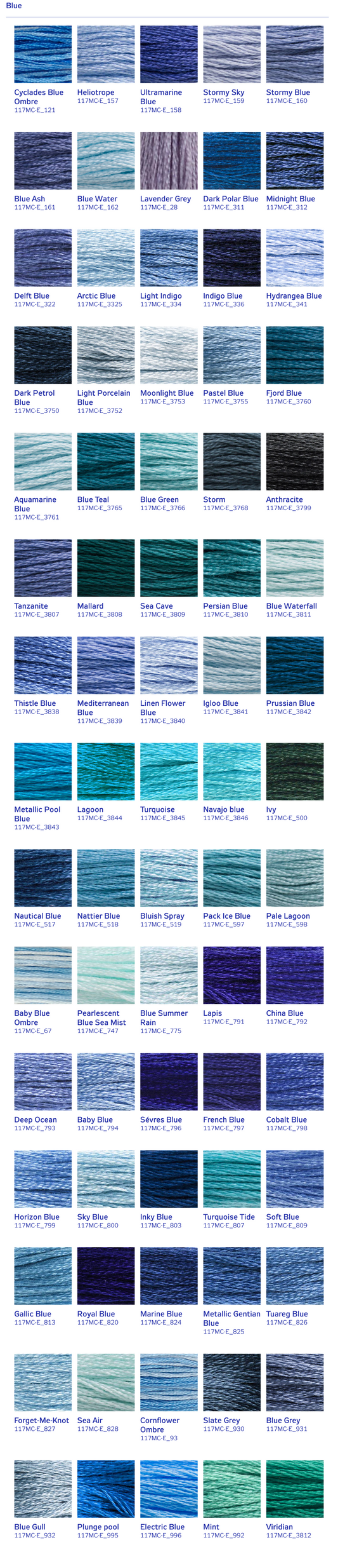DMC Stranded Cotton Thread - Blues