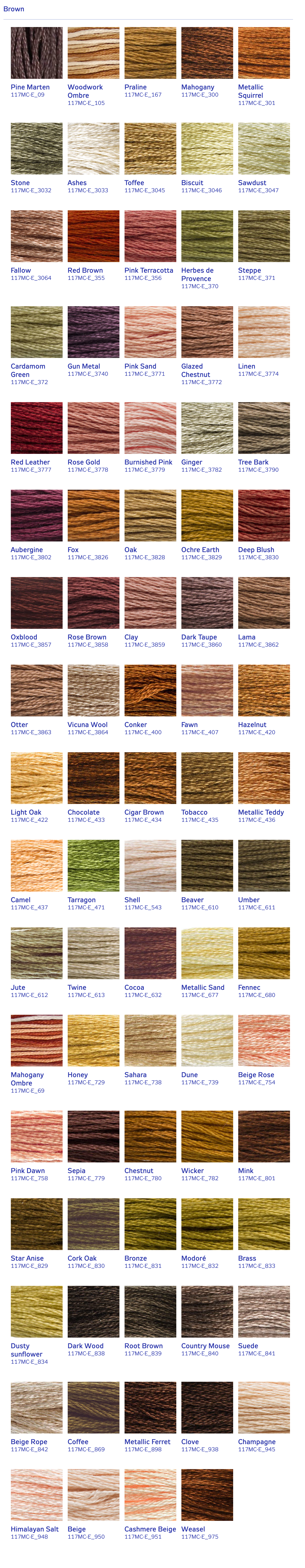 DMC Stranded Cotton Thread - Browns