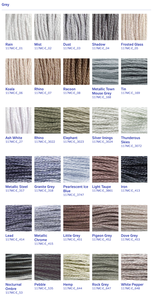 DMC Stranded Cotton Thread - Greys