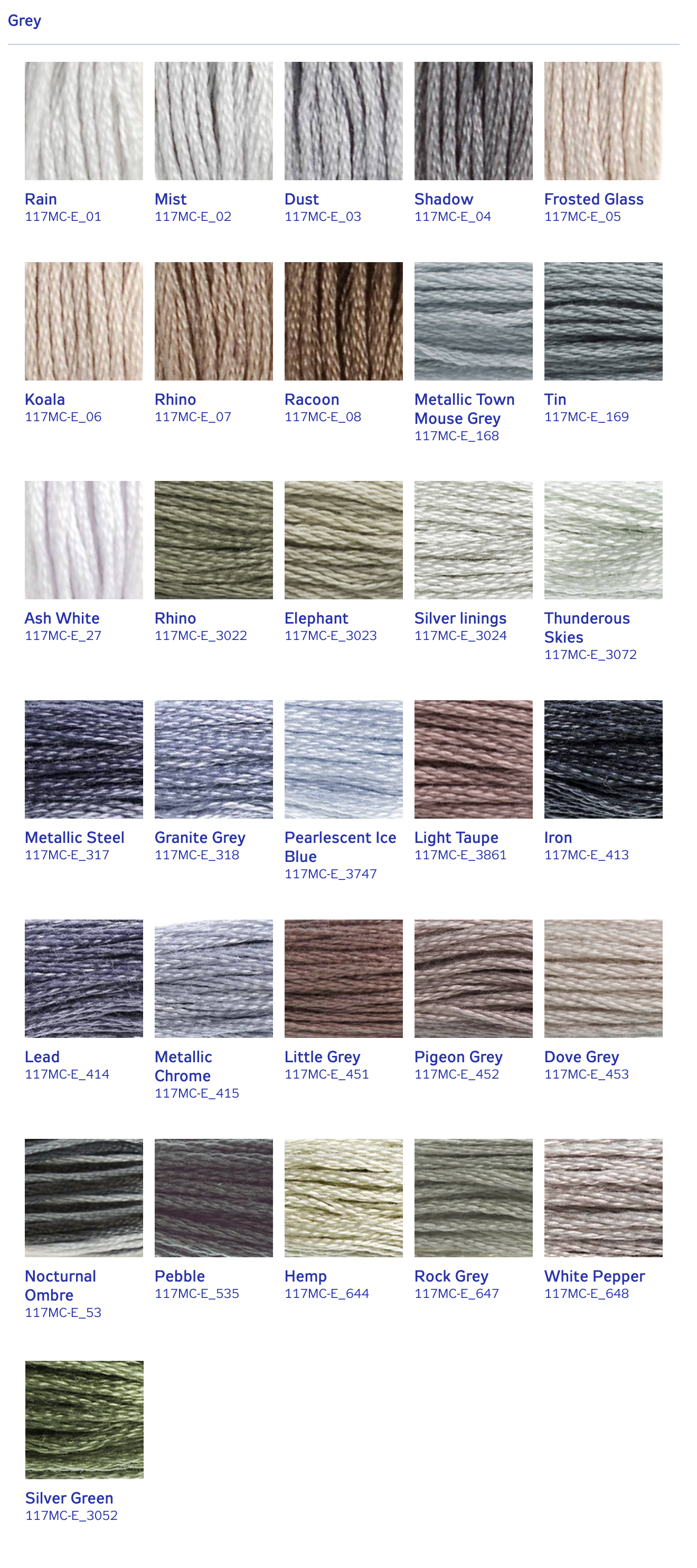 DMC Stranded Cotton Thread - Greys