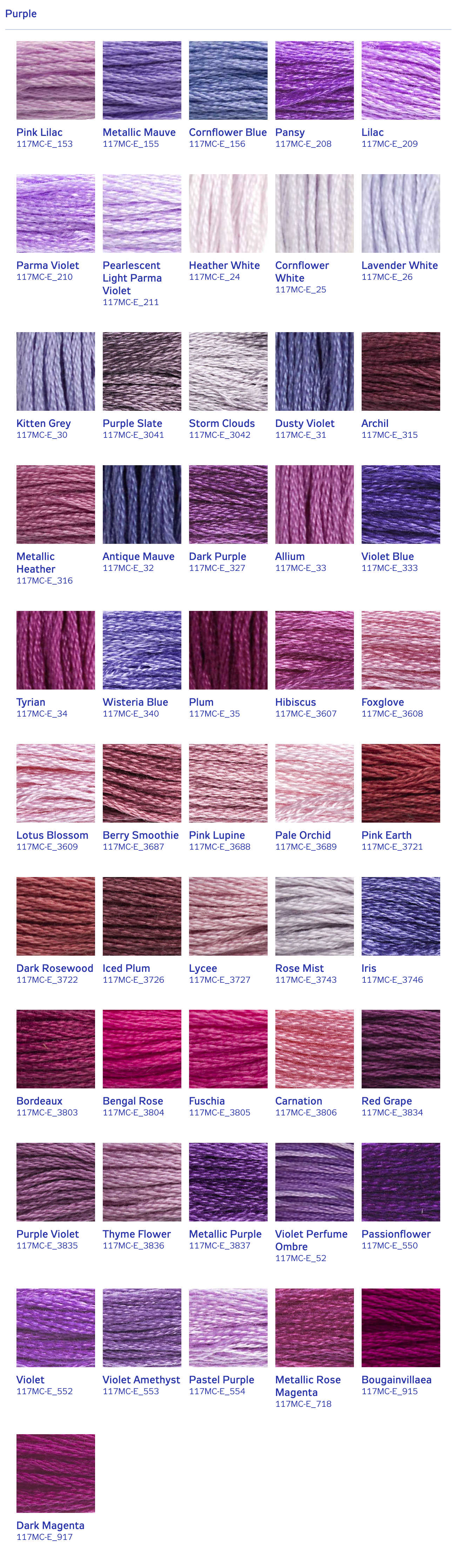 DMC Stranded Cotton Thread - Purples