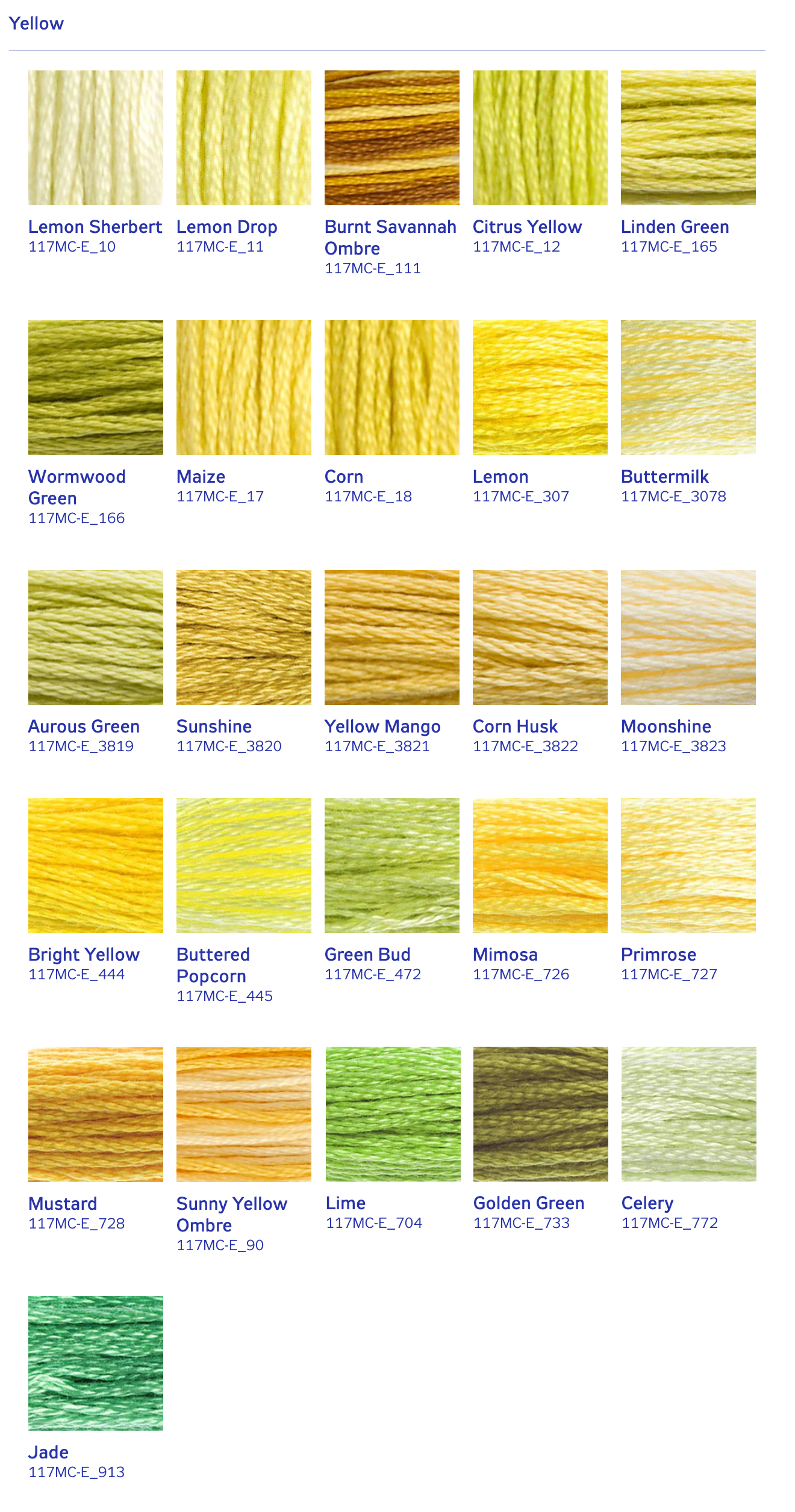 DMC Stranded Cotton Thread - Yellows