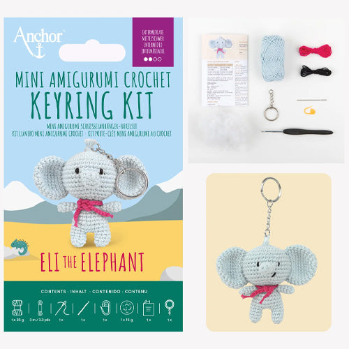 Eli the Elephant - Anchor Mini Amigurumi Keyring Kit