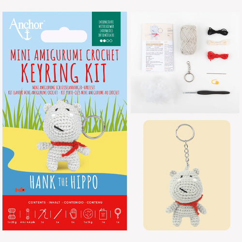 Hank the Hippo - Anchor Mini Amigurumi Keyring Kit