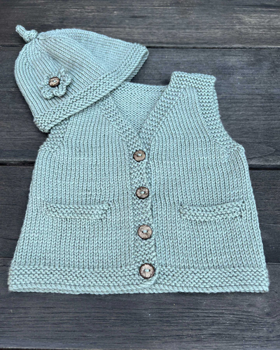 Pattern for Ava & Archie Vintage Vest & Hat 8 Ply Babies