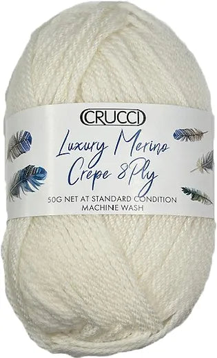 Crucci Luxury Merino Crepe 8ply Wool 9 - Colours Available